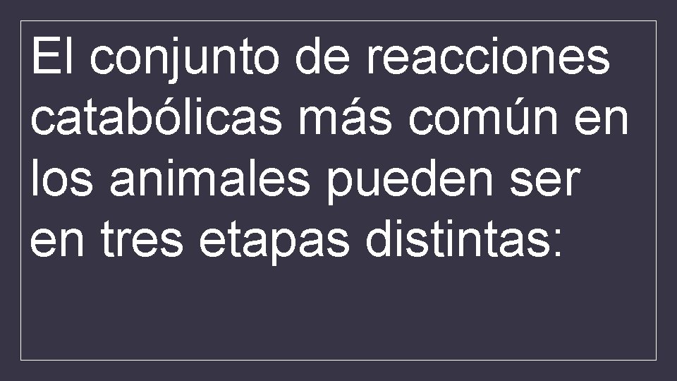 El conjunto de reacciones catabólicas más común en los animales pueden ser en tres