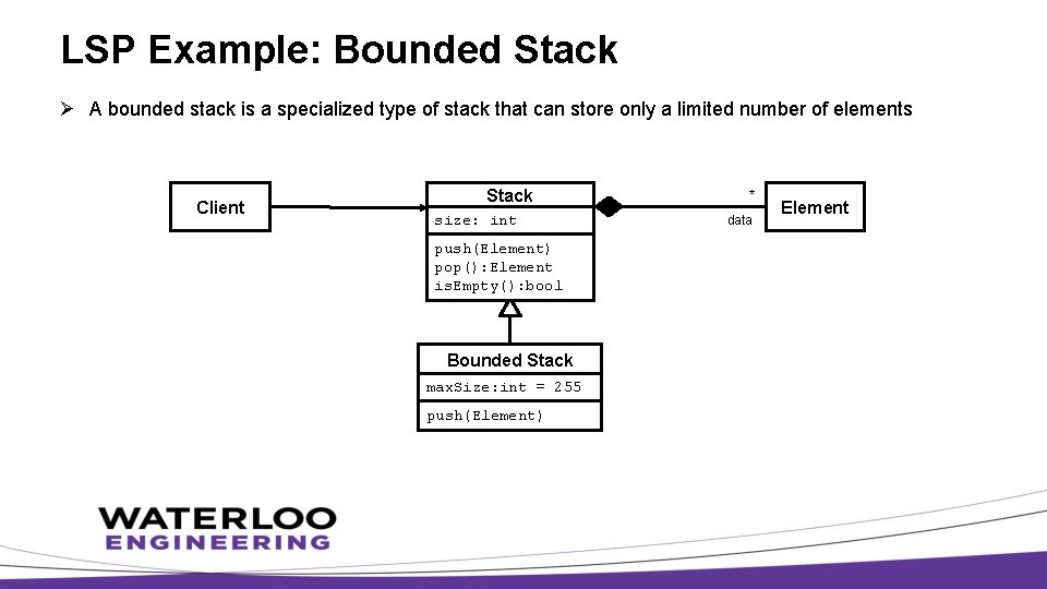 LSP Example: Bounded Stack Ø A bounded stack is a specialized type of stack