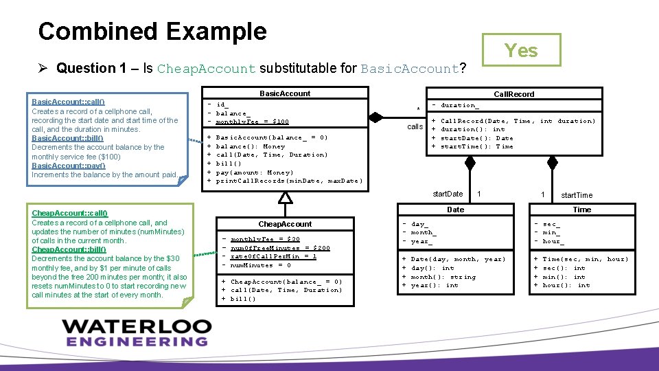 Combined Example Yes Ø Question 1 – Is Cheap. Account substitutable for Basic. Account?