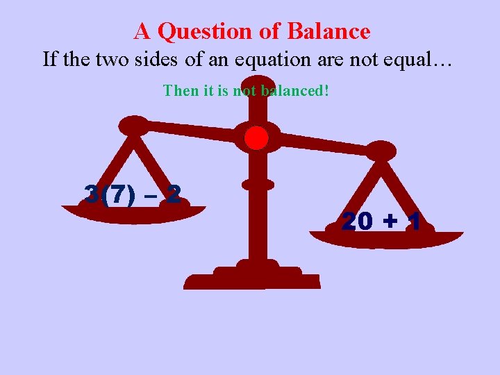 A Question of Balance If the two sides of an equation are not equal…
