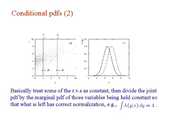 Conditional pdfs (2) Basically treat some of the r. v. s as constant, then Conditional pdfs (2) Basically treat some of the r. v. s as constant, then