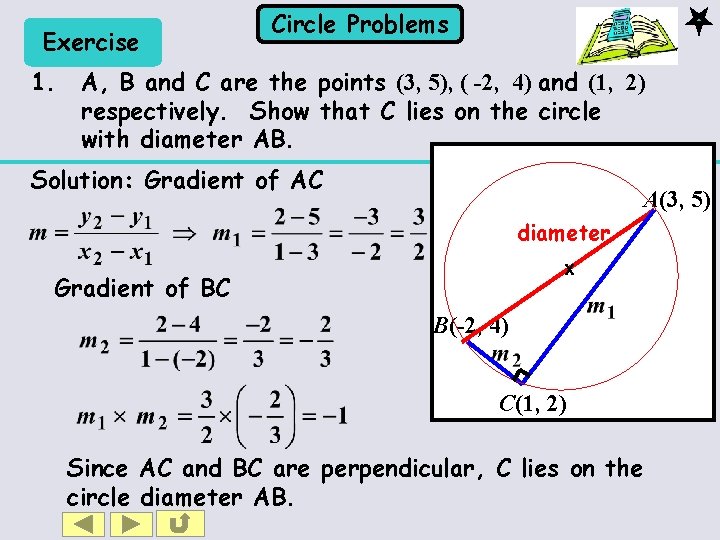 Exercise Circle Problems 1. A, B and C are the points (3, 5), (