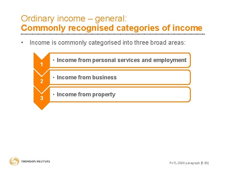 Ordinary income – general: Commonly recognised categories of income • Income is commonly categorised