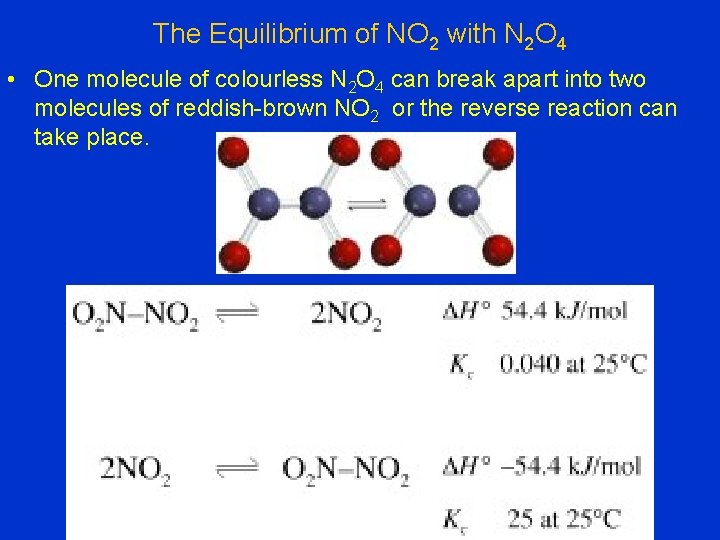 The Equilibrium of NO 2 with N 2 O 4 • One molecule of