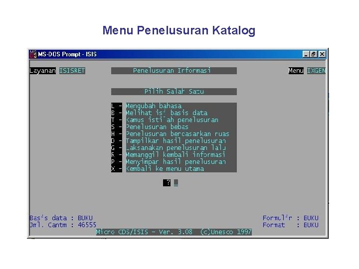 Menu Penelusuran Katalog 