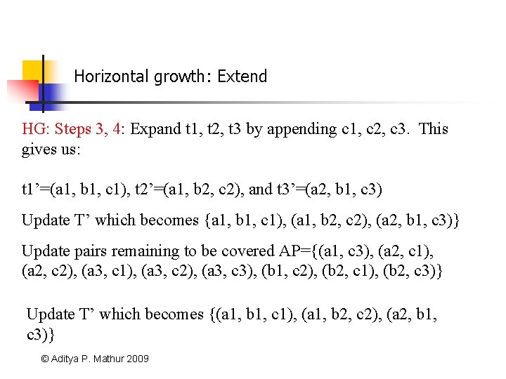 Horizontal growth: Extend HG: Steps 3, 4: Expand t 1, t 2, t 3