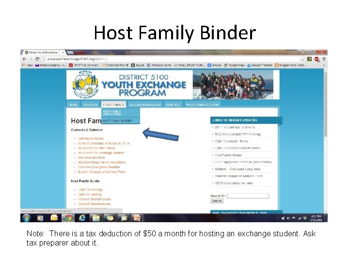 Host Family Binder Note: There is a tax deduction of $50 a month for