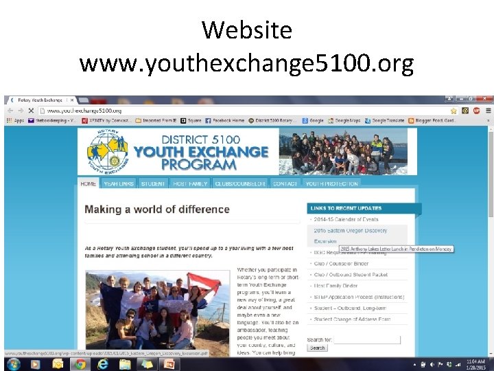 Website www. youthexchange 5100. org 