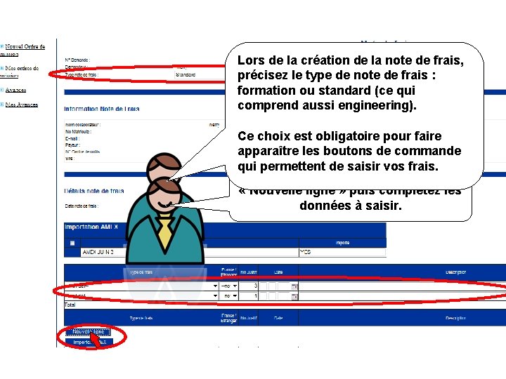 Lors de la création de la note de frais, précisez le type de note