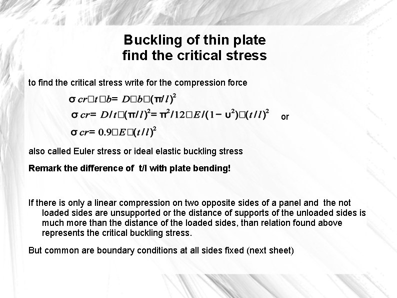 Buckling of thin plate find the critical stress to find the critical stress write