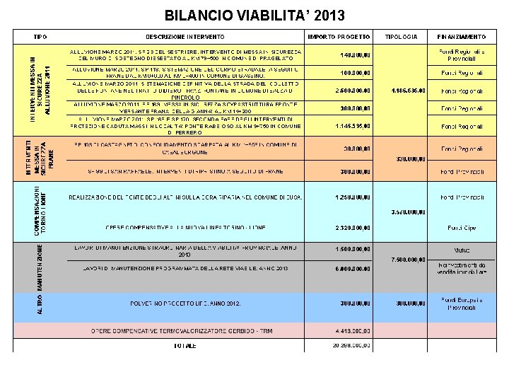 BILANCIO VIABILITA’ 2013 