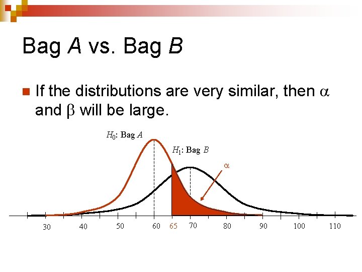 Bag A vs. Bag B n If the distributions are very similar, then and