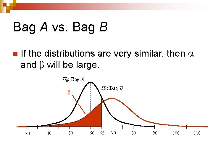 Bag A vs. Bag B n If the distributions are very similar, then and