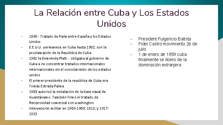 La Relación entre Cuba y Los Estados Unidos - - - 1898 - Tratado