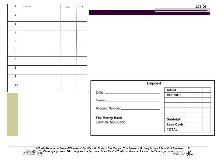 2. 7. 3. G 1 © Family Economics & Financial Education – May 2006