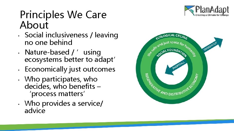 Principles We Care About • • • Social inclusiveness / leaving no one behind