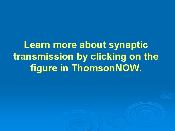 Learn more about synaptic transmission by clicking on the figure in Thomson. NOW. 