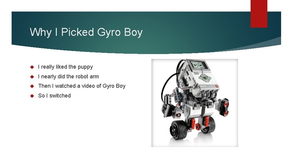 Why I Picked Gyro Boy I really liked the puppy I nearly did the