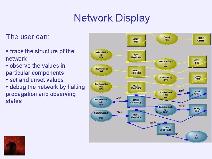 Network Display The user can: • trace the structure of the network • observe