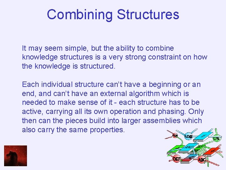 Combining Structures It may seem simple, but the ability to combine knowledge structures is