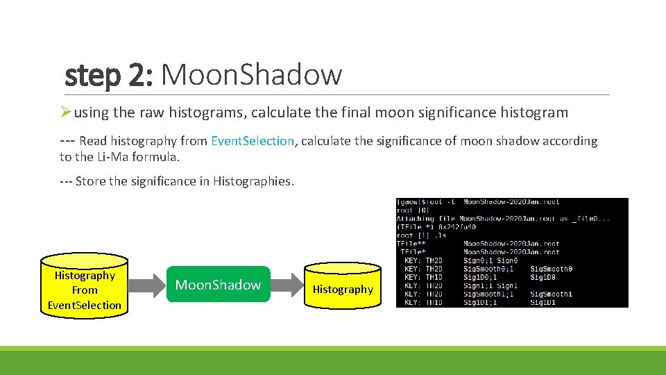 step 2: Moon. Shadow Øusing the raw histograms, calculate the final moon significance histogram