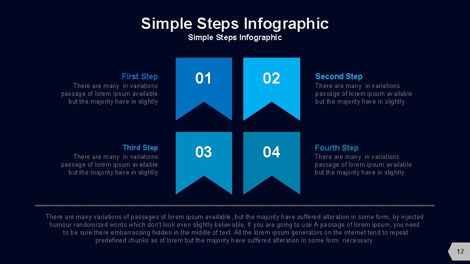Simple Steps Infographic First Step There are many in variations passage of lorem ipsum