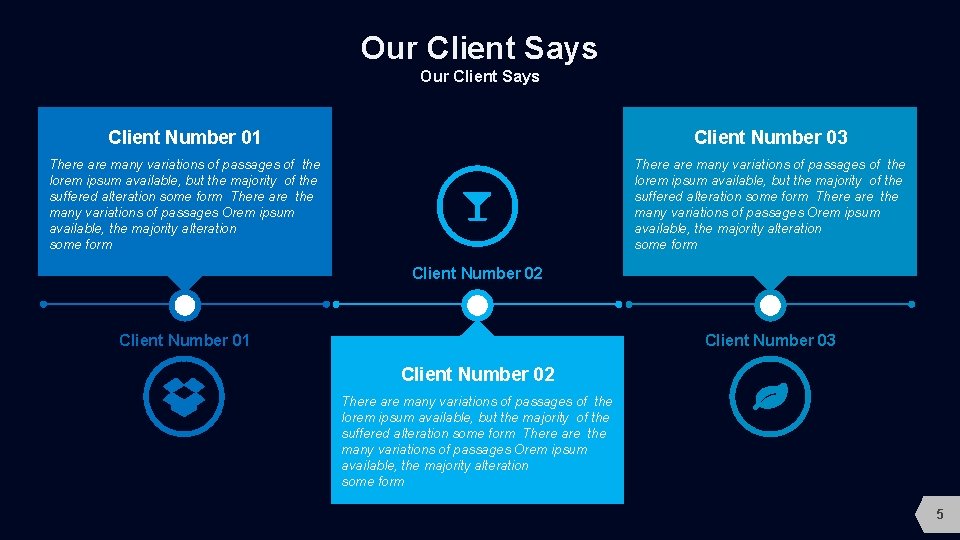 Our Client Says Client Number 01 Client Number 03 There are many variations of