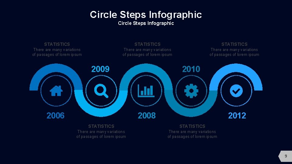 Circle Steps Infographic STATISTICS There are many variations of passages of lorem ipsum 2009