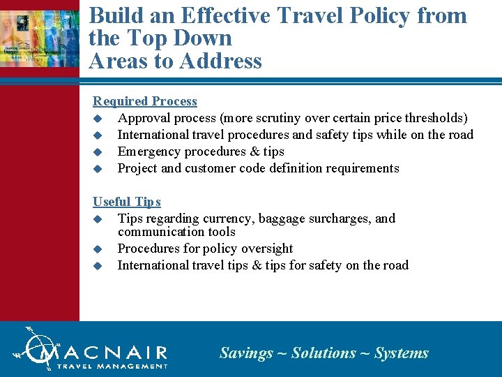 Build an Effective Travel Policy from the Top Down Areas to Address Required Process