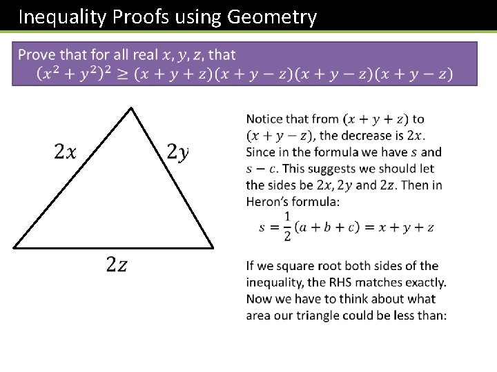 Inequality Proofs using Geometry 