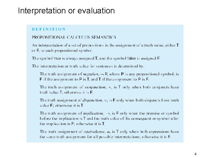 Interpretation or evaluation 4 