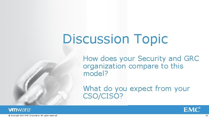 Discussion Topic How does your Security and GRC organization compare to this model? What