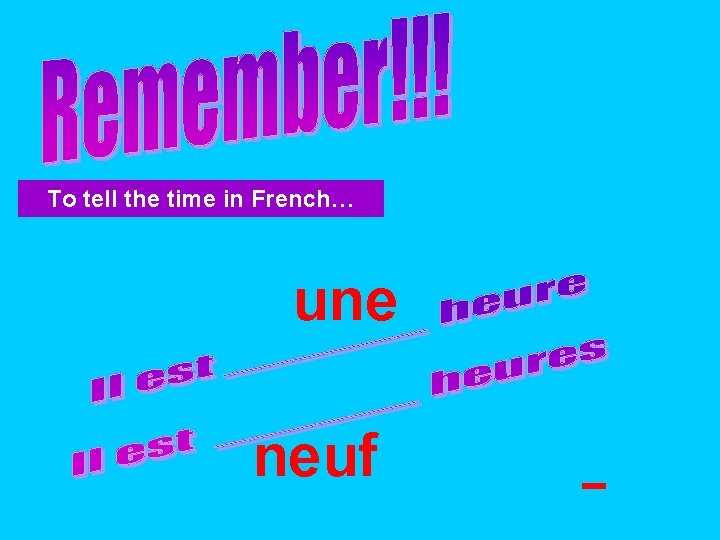 To tell the time in French… une neuf 