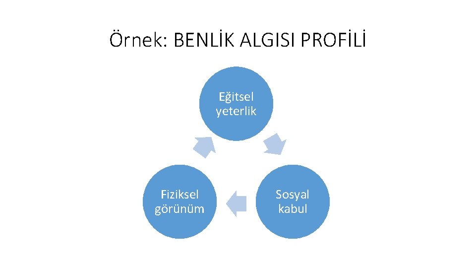 Örnek: BENLİK ALGISI PROFİLİ Eğitsel yeterlik Fiziksel görünüm Sosyal kabul 