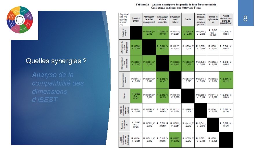 8 Quelles synergies ? Analyse de la compatibilité des dimensions d’IBEST 