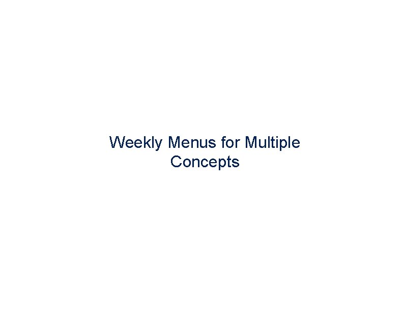 Weekly Menus for Multiple Concepts 