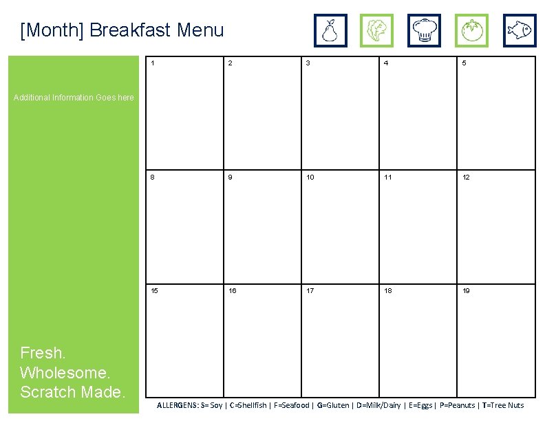 [Month] Breakfast Menu 1 2 3 4 5 8 9 10 11 12 15