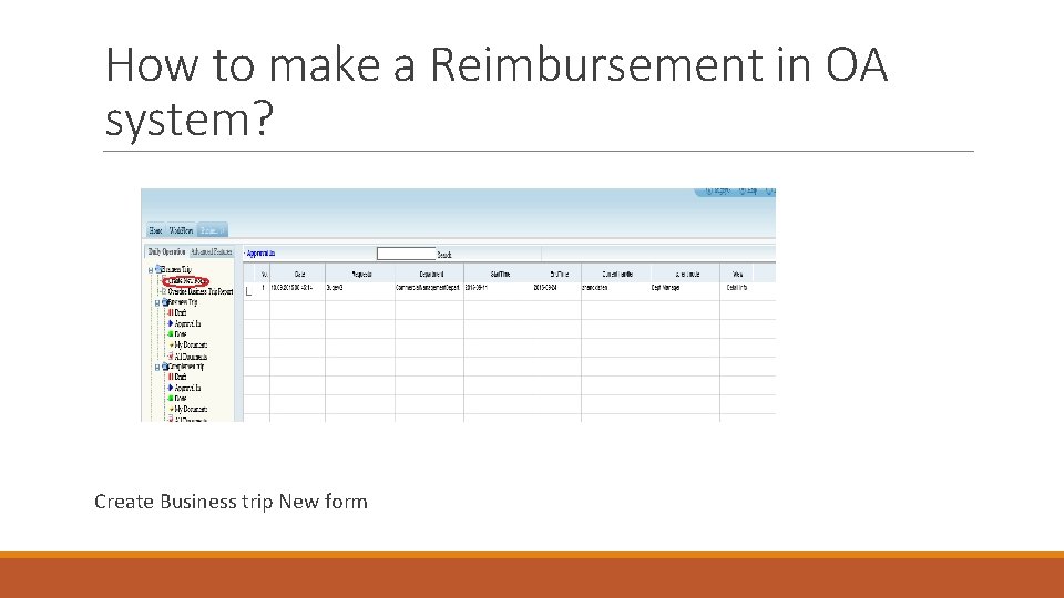 How to make a Reimbursement in OA system? Create Business trip New form 