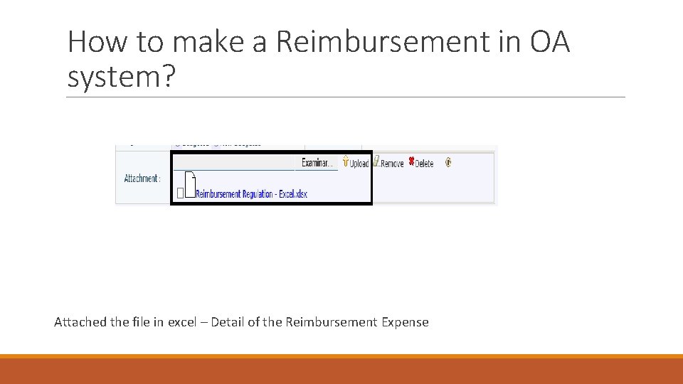 How to make a Reimbursement in OA system? Attached the file in excel –