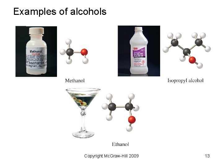 Examples of alcohols Copyright Mc. Graw-Hill 2009 13 
