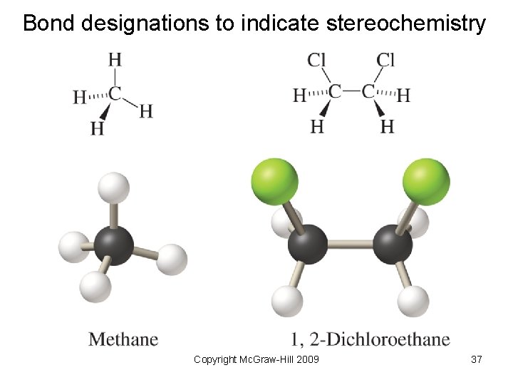 Bond designations to indicate stereochemistry Copyright Mc. Graw-Hill 2009 37 