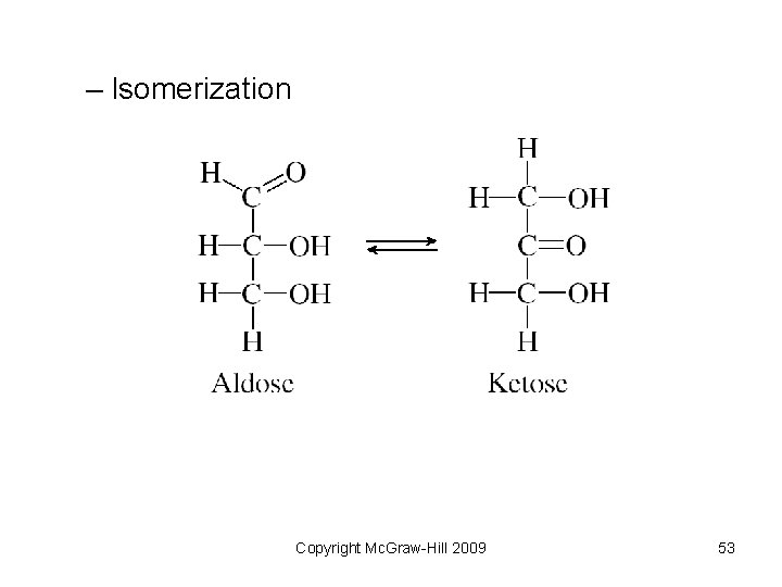 – Isomerization Copyright Mc. Graw-Hill 2009 53 