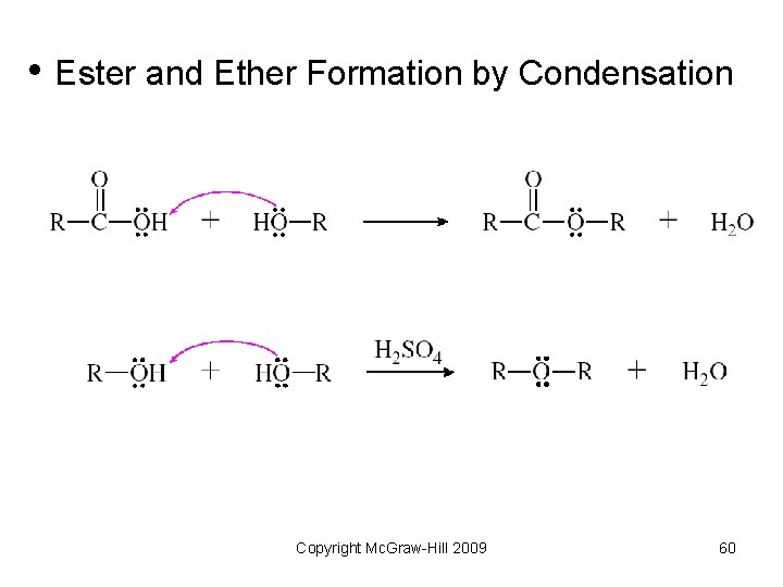  • Ester and Ether Formation by Condensation Copyright Mc. Graw-Hill 2009 60 
