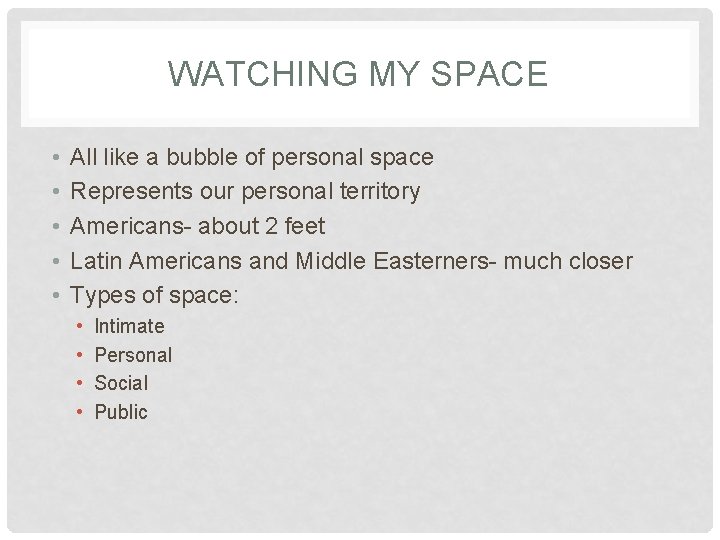WATCHING MY SPACE • • • All like a bubble of personal space Represents