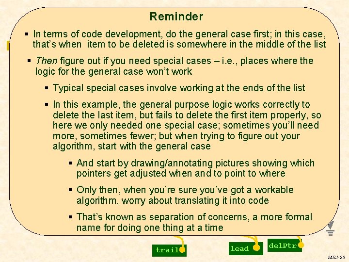 Reminder Item (cont’d) Delete a Specified the § In terms of code. Adjusting development,