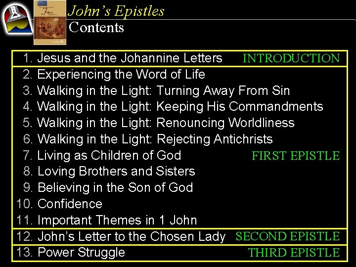 John’s Epistles Contents INTRODUCTION 1. Jesus and the Johannine Letters 2. Experiencing the Word