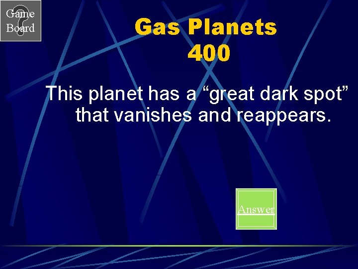 Game Board Gas Planets 400 This planet has a “great dark spot” that vanishes