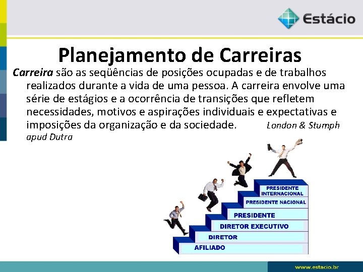 Planejamento de Carreiras Carreira são as seqüências de posições ocupadas e de trabalhos realizados