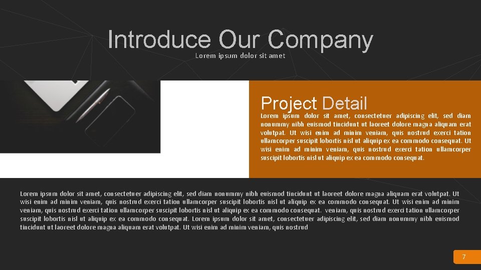 Introduce Our Company Lorem ipsum dolor sit amet Project Detail Lorem ipsum dolor sit