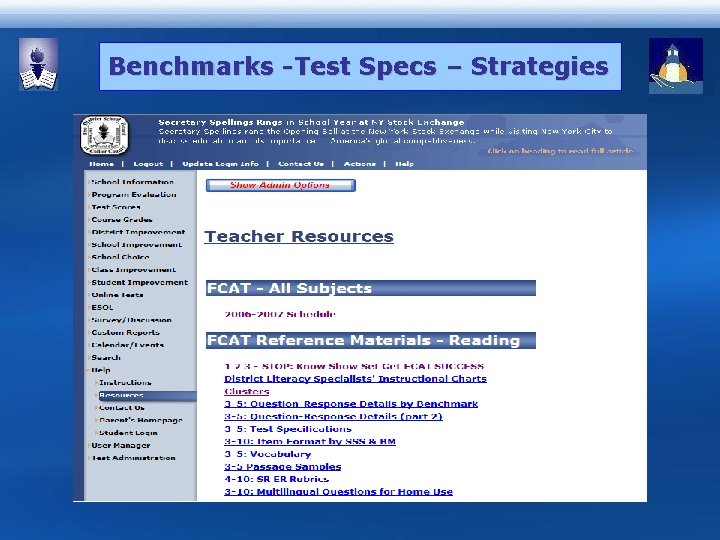 Benchmarks -Test Specs – Strategies 
